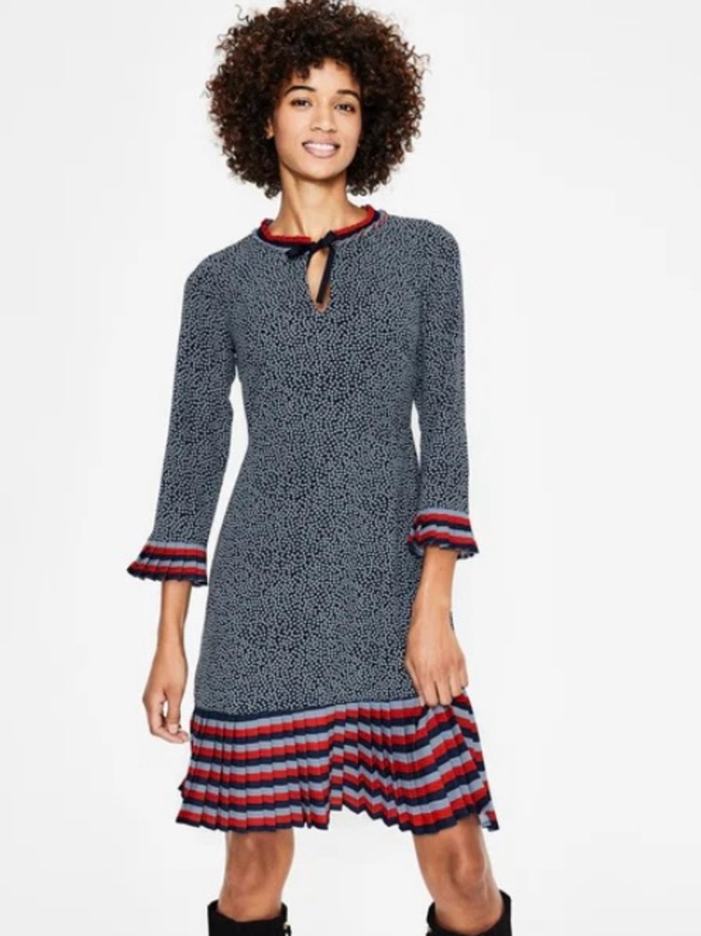 Boden Lara Pleated Detail Dress Sz 8